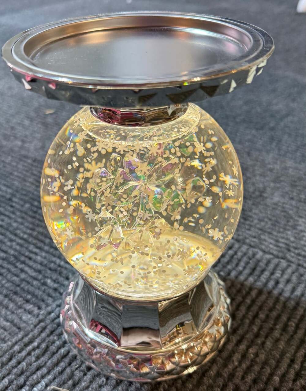 Bath & Body Works Iridescent Snowflake Pedestal Candle Holder